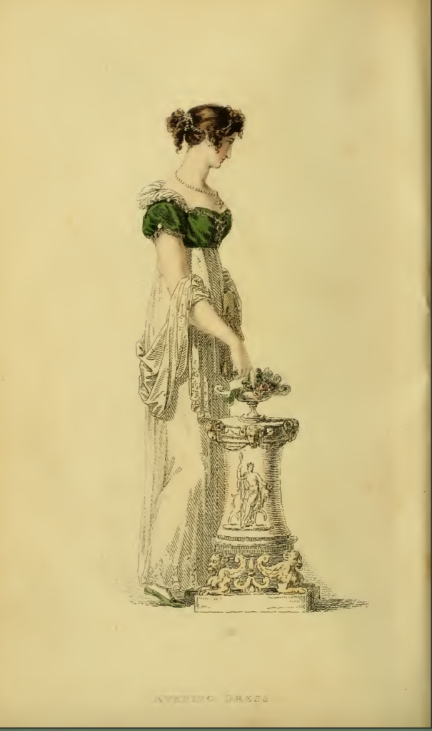 Ackermanns fashion plate 16 March 1814: Evening Gown