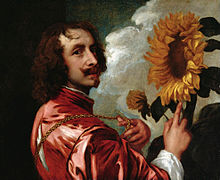 Painting: "Self-Portrait with a Sunflower" by Antoon van Dyke. After 1633
