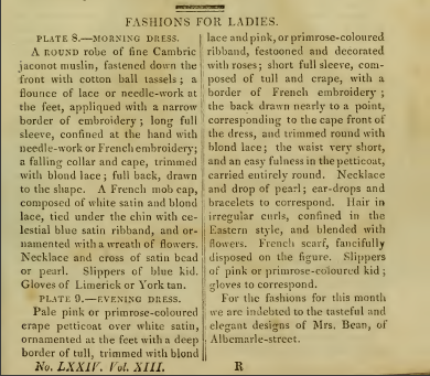 Ackermann's Fashion Plates February 1815, text