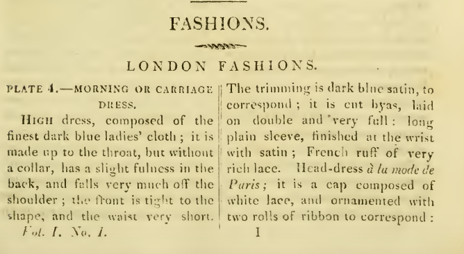 Ackermann's Fashion plates, January 1816: descriptions