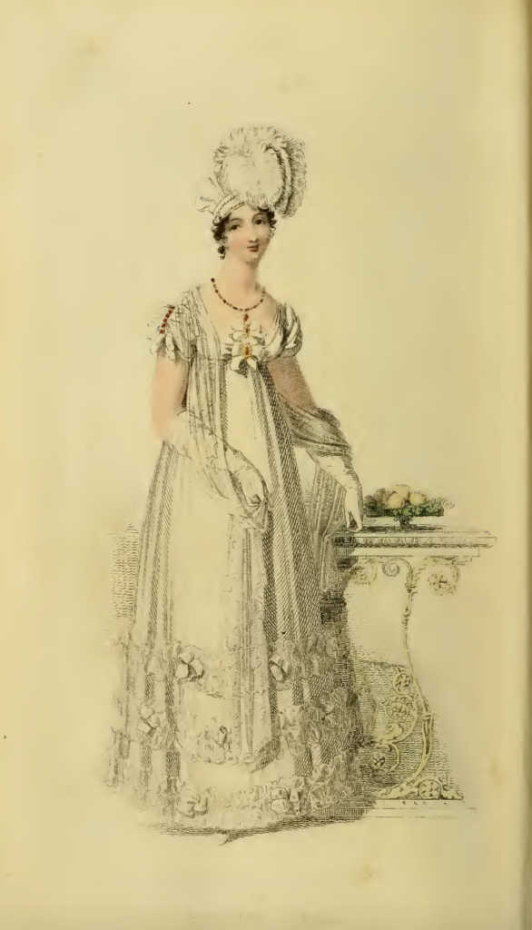 Ackermann's May 1816, plate 28: Evening Dress