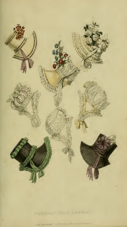 Ackermann's January 1817, plate 4: Parisian Head-Dresses